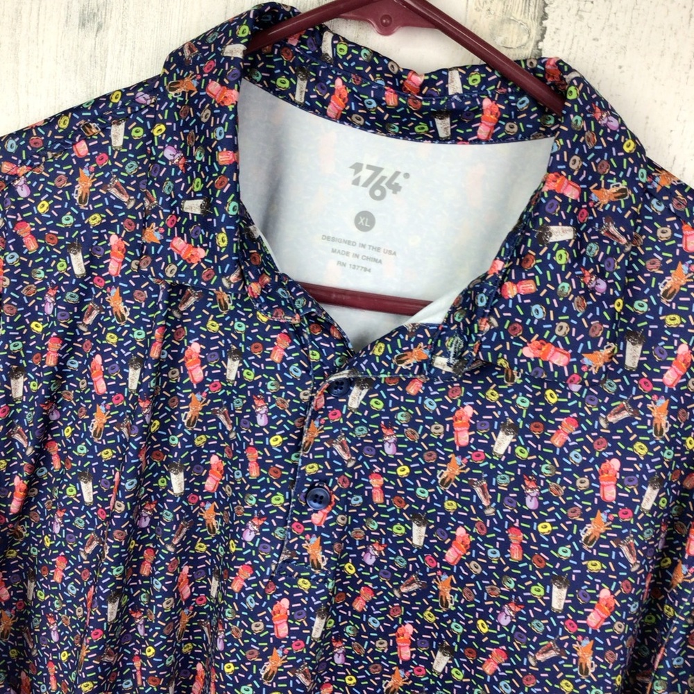 1764 Golf Shirt Donuts And Milkshakes Dessert Sweets XL EUC